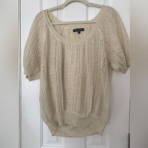Express Design Studio cream sheer sweater sz S with sparkling gold